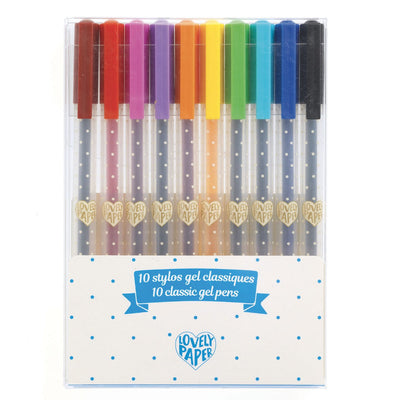 Djeco Lovely paper, 10 Gel pens - Klassiske farver
