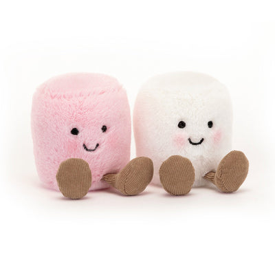 Jellycat bamse, Amuseable Fun, Amuseable hvid og lyserød marshmallow - 15 cm