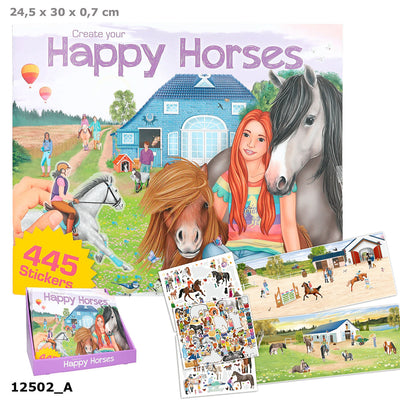 "Create your Happy Horses" aktivitetsbok med klistremerker.