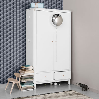 Oliver Furniture Wood klesskap med 2 dører, hvit - høyde 204 cm