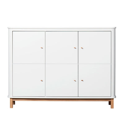 Oliver Furniture Wood multiskap m. 3 dører, hvit/eik