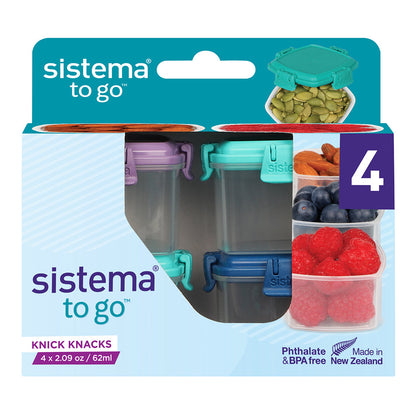 Sistema Mini Snackbøtter to go, Knick Knack 62ml - 4-pk