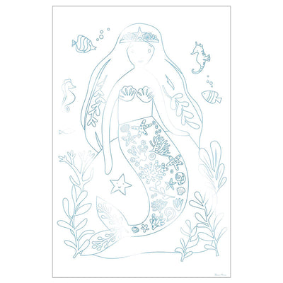Meri Meri plakater til fargelegging, Mermaid