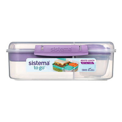 Sistema Bento Lunch matboks m 3 rom og et yoghurtbæger, 1.65L - Misty purple