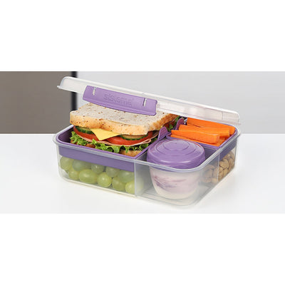 Sistema Bento Lunch matboks m 3 rom og en beholder, 1.65L - Misty purple