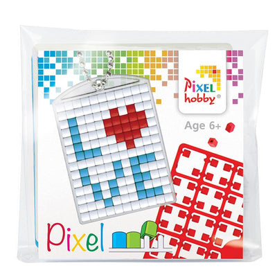 Pixel mosaic nøkkelring, mini mosaikkperler - Love
