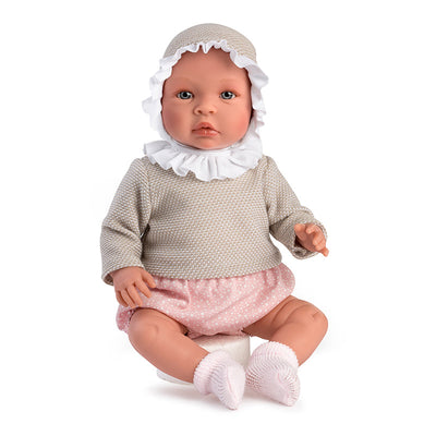 Así Leonora babydukke, 46 cm - Rosa mamelukker og beige genser