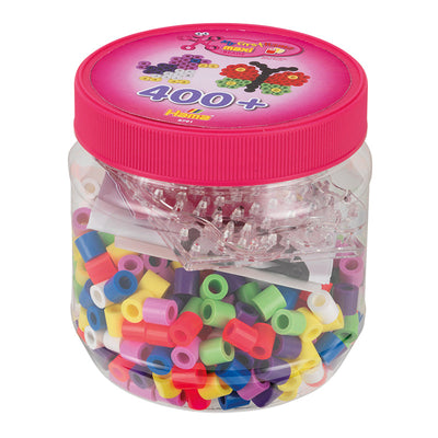 Hama Maxi perler og perleplade i bøtte, pink - 400 perler