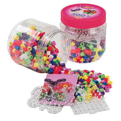 Hama Maxiperler og perleplate i bøtte, pink - 400 perler