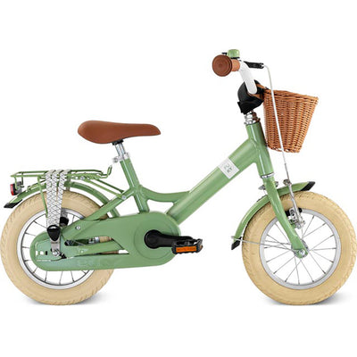 Puky Youke Classic cykel med håndbremse og cykelkurv, 12" - Retro grønn - Fra 3 år