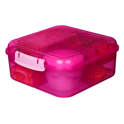 Sistema Bento Cube matboks m 5 rom og en beholder, 1.25L - Pink