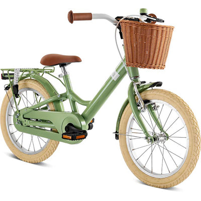 Puky Youke Classic sykkel med håndbrems og sykkelkurv, 16" - Retro grønn - Fra 4 år
