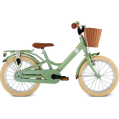 Puky Youke Classic sykkel med håndbrems og sykkelkurv, 16" - Retro grønn - Fra 4 år
