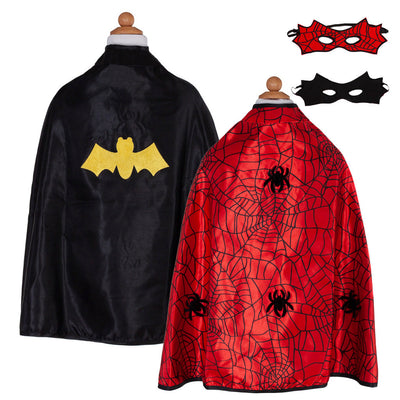 Great Pretenders udklædningstøj, vendbar kappe og maske, Spiderman /Batman - str. 4-6 år