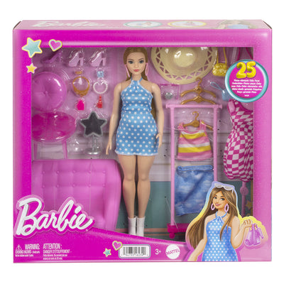 Barbie Klassisk stylist med 2 klessett og masse tilbehør.
