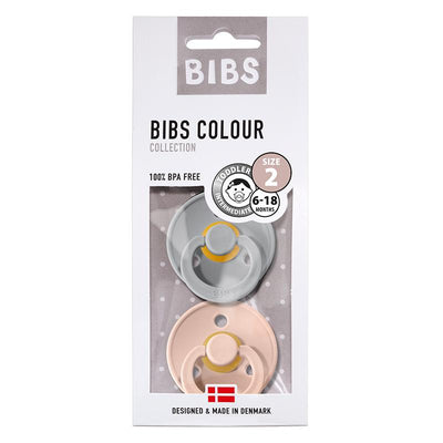 Bibs 2-pk, smokker i naturgummi, str. 2 - cloud/blush