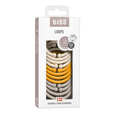 Bibs Loops, 12 stk. multi rings - Ivory/Honey bee/Sand