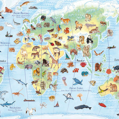 Djeco puslespil, verdens dyr puslespil - 100 brikker + bog