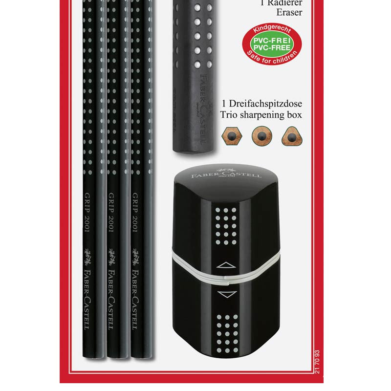 Faber-Castell - Grip set 3-i-1, sort