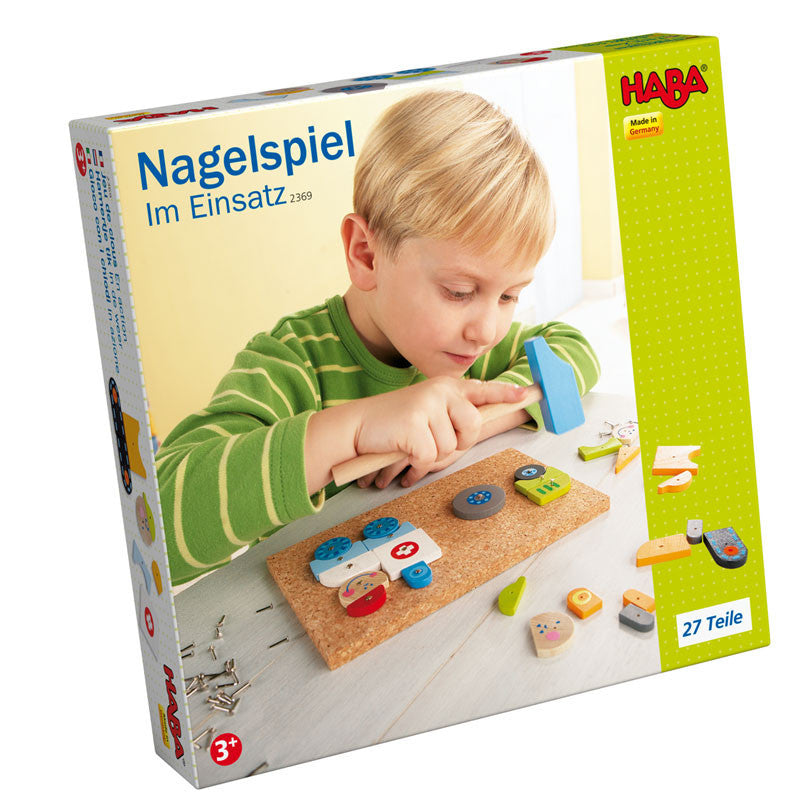 Haba geobrett i kork med brikker, biler