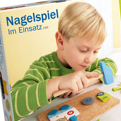 Haba geobrett i kork med brikker, biler