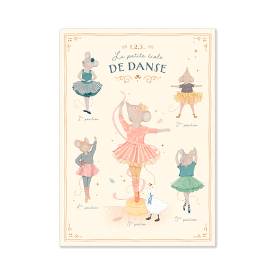 Moulin Roty Plakat med dansemus 50x70 cm, La Petite Ecole de Danse