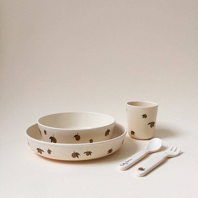 Konges Sløjd Barneservise i bambusmelamin, 5 deler - Lemon