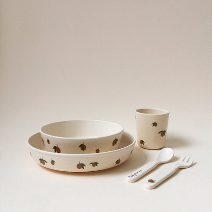 Konges Sløjd Barneservise i bambusmelamin, 5 deler - Lemon