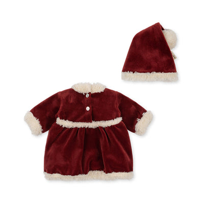 Konges Sløjd dukketøj, Christmas dress - Julekjole og nissehue