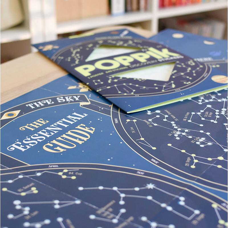 Poppik klistremosaikk i papir, Plakat og 640 klistremerker - Glow in the dark skymap