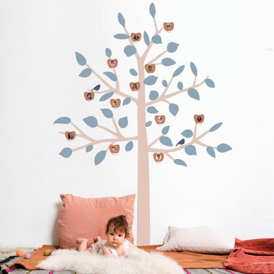 Mimi Lou wallsticker, Giant family tree - Baby blue