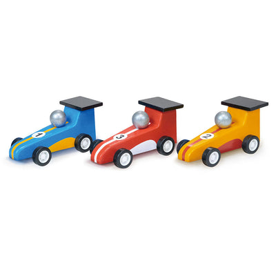 Mentari, Legetøjsbiler i tre - 3 racerbiler med tilbaketrekk