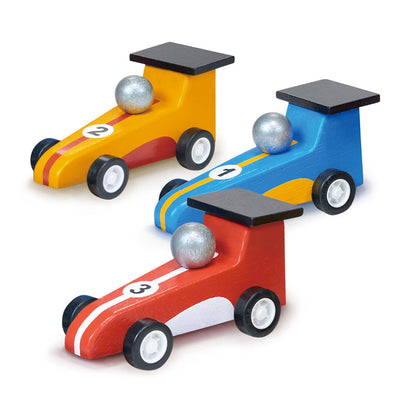 Mentari, Legetøjsbiler i tre - 3 racerbiler med tilbaketrekk