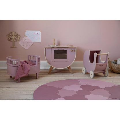 Sebra dukkevogn i tre, Blossom pink