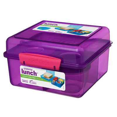 Sistema Lunch Cube Max Lunch, matboks med 4 rom og en beholder, Purple