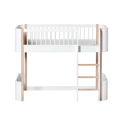 Oliver Furniture, Ombyggingssett, fra Wood Mini+ Tremmeseng Basic til halvhøy seng - hvit/eik