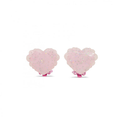 Milk x Soda Jelly Heart clip-on øredobber til barn, Baby pink