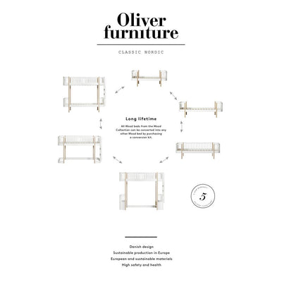 Oliver Furniture, Wood Original køyeseng - hvit m. stige i front